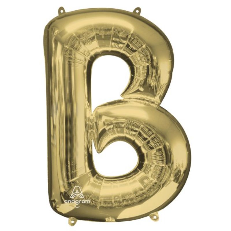 SuperShape Letter B balloon in white gold, 86cm, self-sealing, perfect for elegant celebrations and decorative displays.