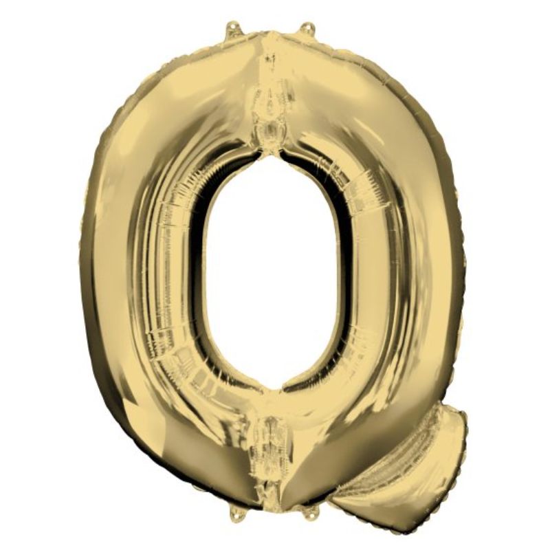 SuperShape Letter Q in white gold, 86cm self-sealing foil balloon perfect for elegant celebrations and special occasions.