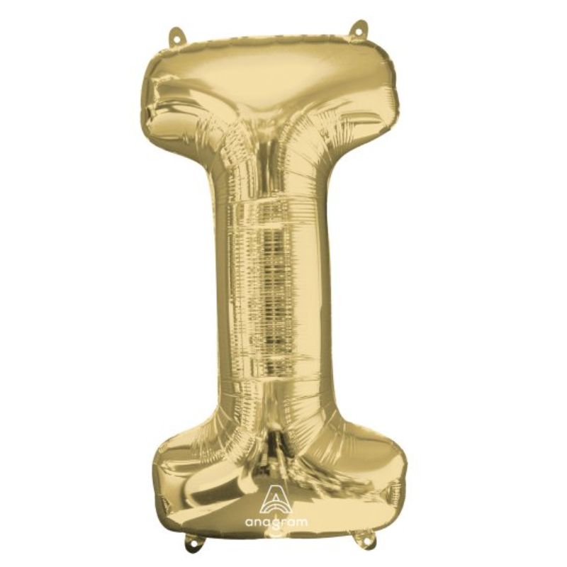 Elegant 86cm SuperShape Letter I foil balloon in white gold, perfect for celebrations and stylish decorations.