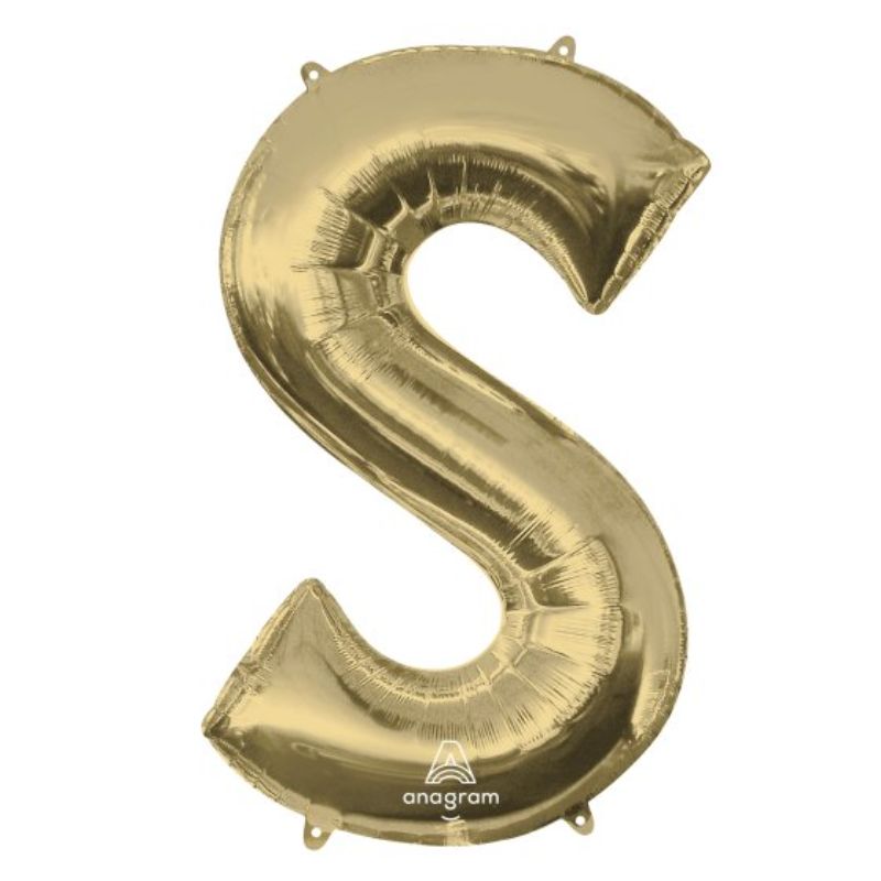 White gold foil Letter S balloon, 86cm, perfect for upscale events and celebrations, adding elegance to any décor.