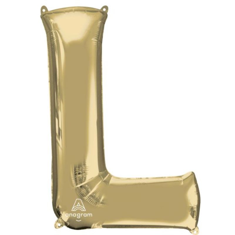 SuperShape Letter L balloon in white gold, 86cm, self-sealing, perfect for elegant party decorations.