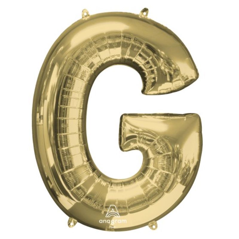 Elegant 86cm white gold foil balloon in the shape of letter G, ideal for celebrations and party decorations.