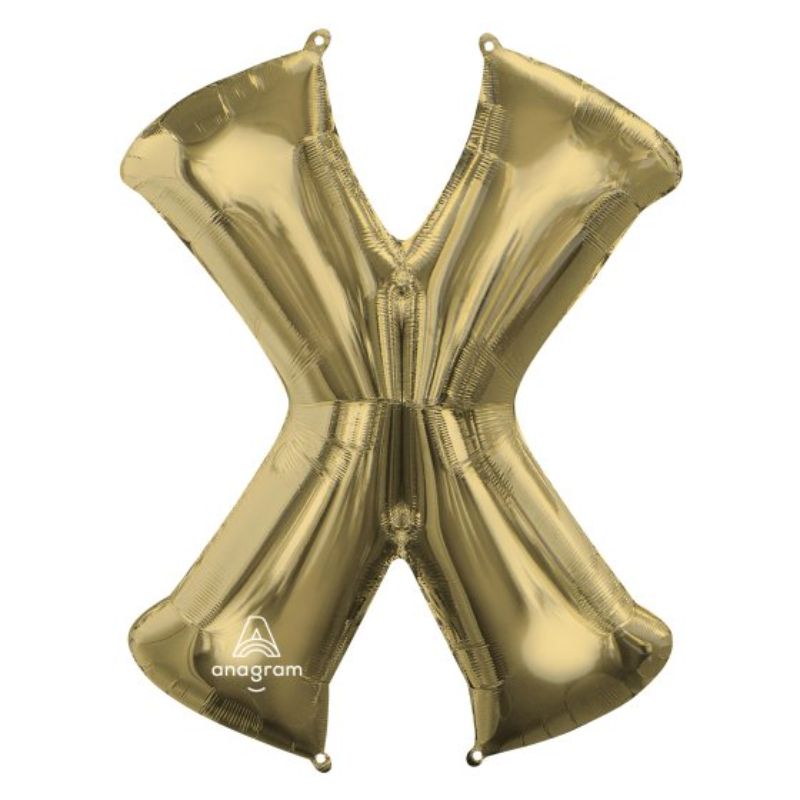 86cm white gold self-sealing foil balloon shaped like the letter X