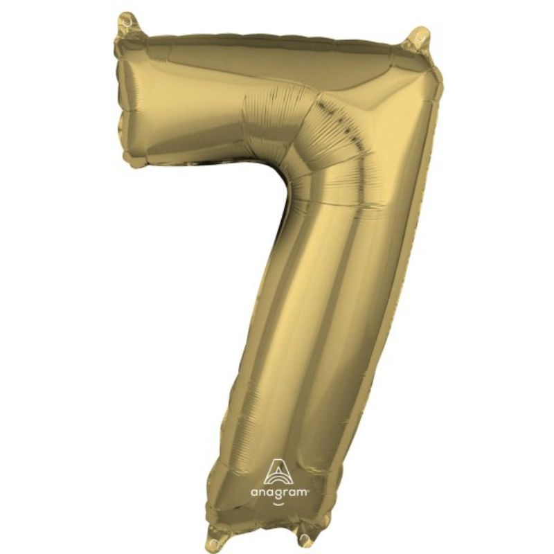 Mid-size white gold numeral 7 balloon, 66cm, perfect for elegant celebrations and eye-catching decor.