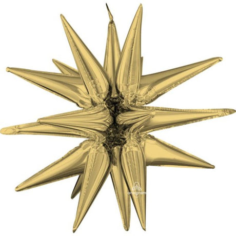 Large White Gold foil balloon in a magic star shape, ideal for celebrations and event décor, measuring 76cm x 88cm.
