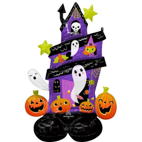 Air-filled inflatable haunted house decoration, 88cm x 127cm, perfect for spooky Halloween parties and outdoor displays.