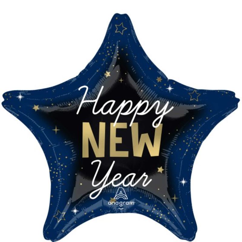 45cm XL Happy New Year Celestial Star foil balloon with vibrant design for festive décor and celebrations.