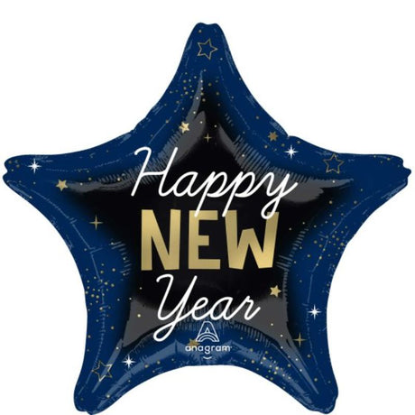 45cm XL Happy New Year Celestial Star foil balloon with vibrant design for festive décor and celebrations.