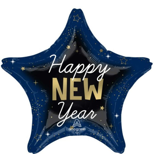 45cm XL Happy New Year Celestial Star foil balloon with vibrant design for festive décor and celebrations.