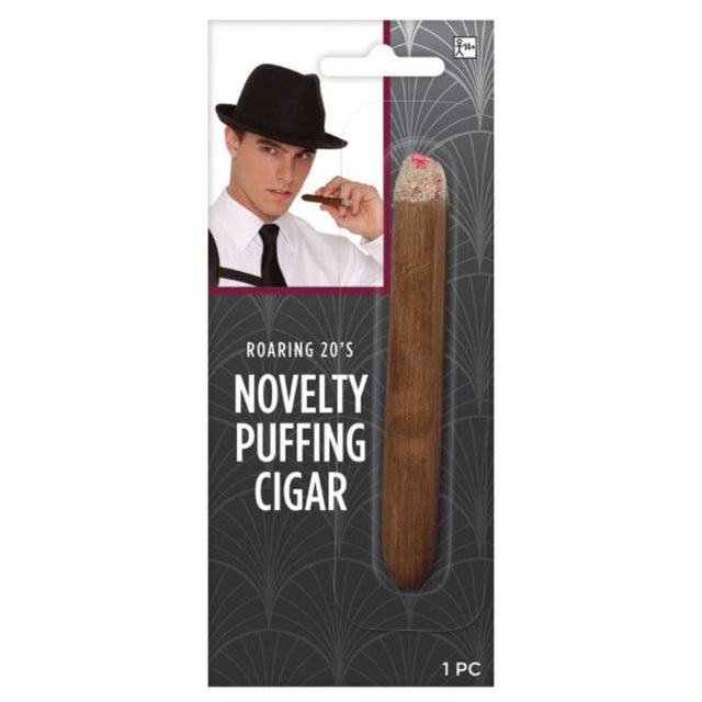 Novelty fake puffing cigar prop for adult use, resembling a lit cigar, by AMSCAN.