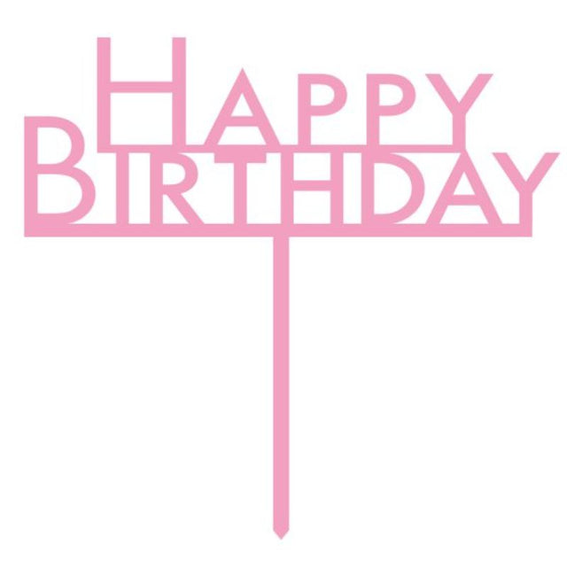 Chic pink acrylic birthday cake topper, perfect for adding elegance to any celebration.