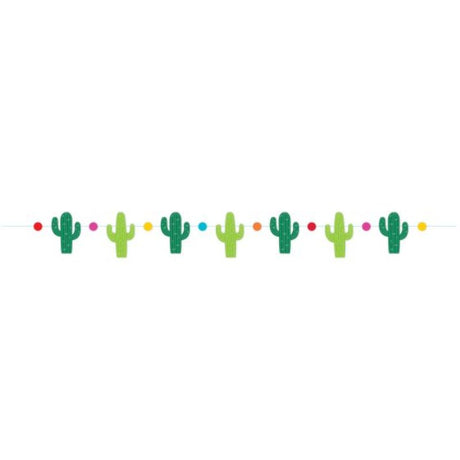 Vibrant Fiesta Cactus Banner featuring colorful cacti designs, perfect for festive celebrations and easy to hang.