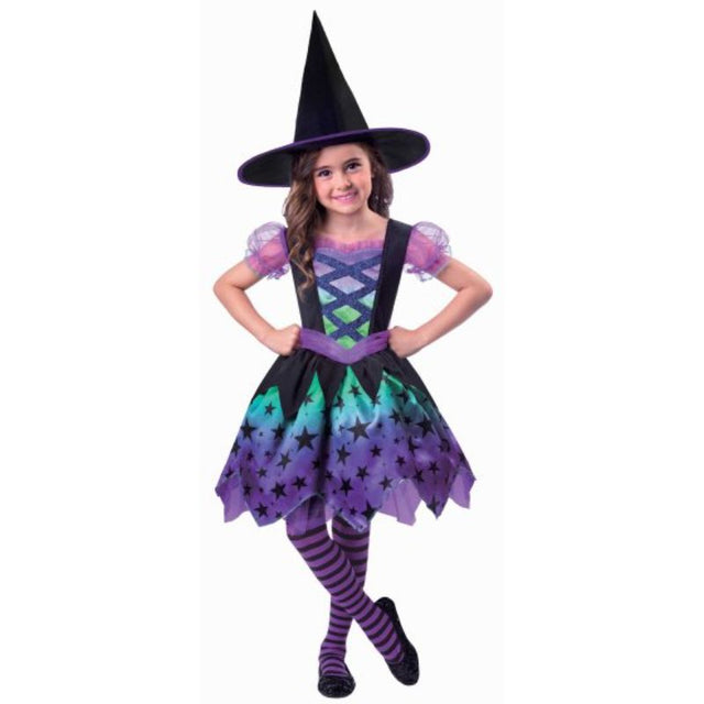 Enchanting spell casting costume for girls 2-3 years, featuring a whimsical dress and matching hat for magical play.