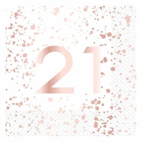 Elegant rose gold lunch napkins, pack of 16, perfect for special occasions and stylish table decor.