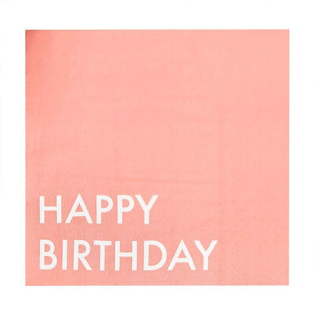 Cheerful coral birthday napkins, pack of 16, eco-friendly, perfect for lively celebrations and easy clean-up.