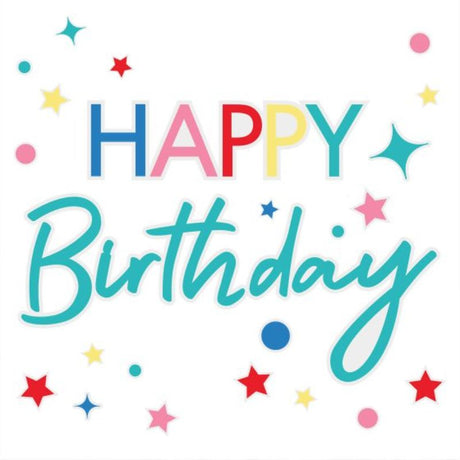 Bright and colorful birthday window sticker featuring cheerful design for festive celebrations. Perfect for any glass surface.