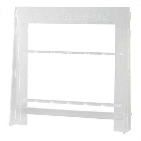 Stylish acrylic drinks stand holds 10 glasses, inspired by pampas grass, perfect for events and eco-friendly gatherings.
