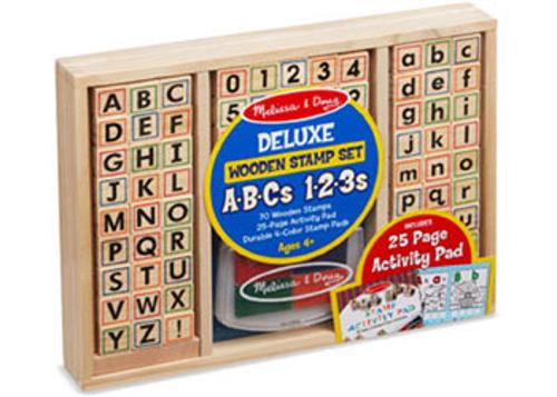 Wooden ABC 123 Stamp Set 71 Stamps Melissa & Doug