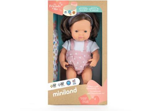 Miniland - My Friends & Me Baby Doll Brown Hair Girl 38Cm