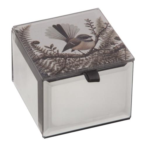 Fantail Glass Mirror Mini Trinket Box 7.5cm