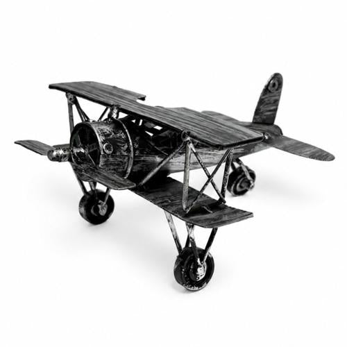 Recycled Metal Bi-Plane Ornament 19cm