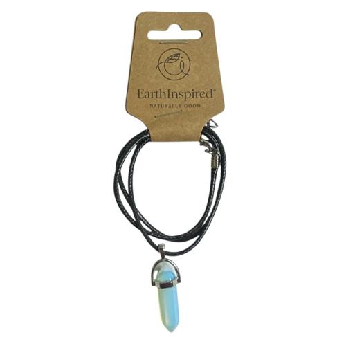 Opalite Crystal Point Necklace 15mm Adjustable Cord