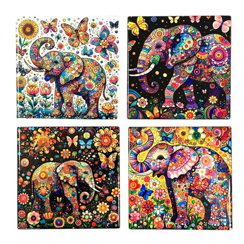 Elephant Ceramic Coasters Set of 4