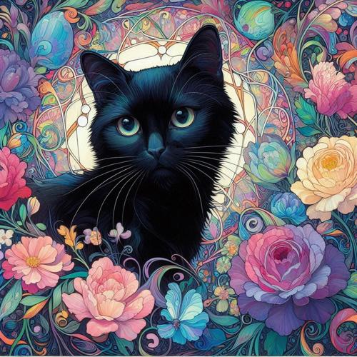 Black Cat Ceramic Coasters With Cork Back Set of 4