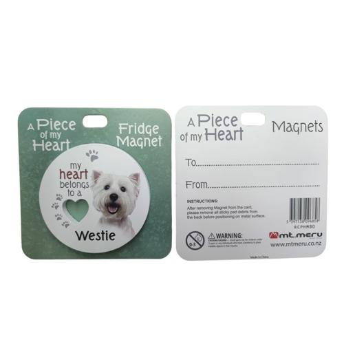 Westie Heart MDF Magnet 7cm