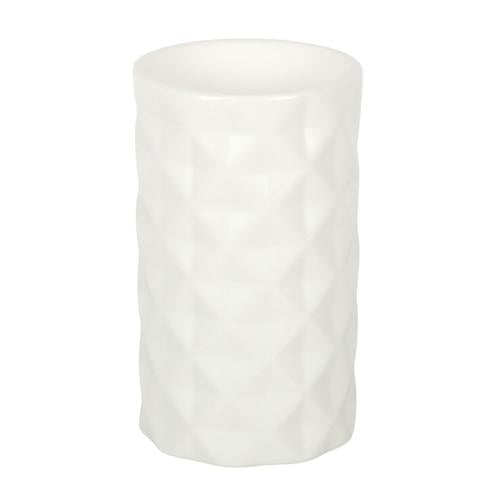 White Geometric Faceted Ceramic Oil Burner 13.5cm