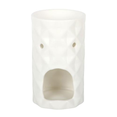White Geometric Faceted Ceramic Oil Burner 13.5cm