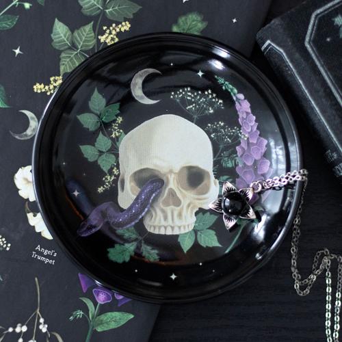 Venom & Vines Skull And Snake Ceramic Trinket Dish