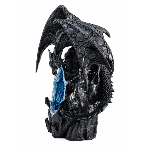 Black Dragon LED Crystal Figurine With Blue Gems 25cm