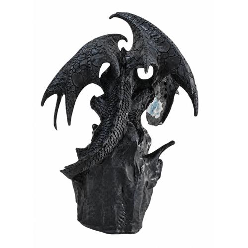 Black Dragon LED Crystal Figurine With Blue Gems 25cm