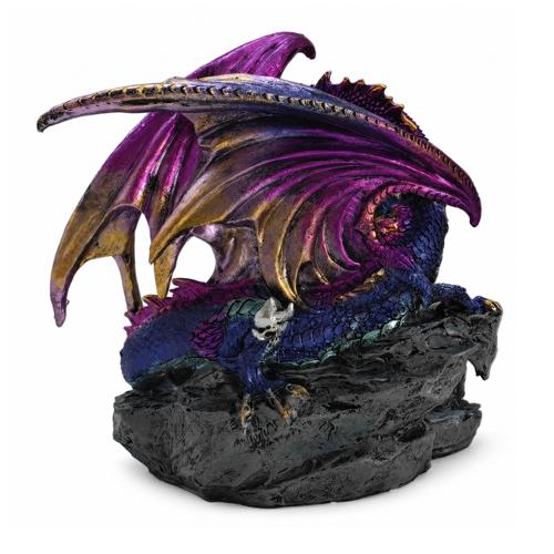 Purple Dragon Treasure Box Polyresin Figurine 22cm