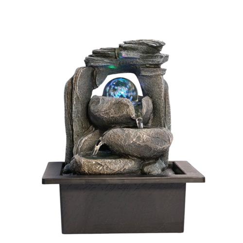 Natural Rock Indoor Polyresin Fountain With Colour Changing LED 26cm