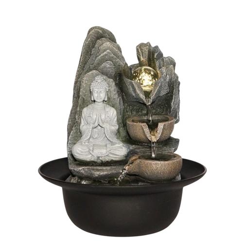 Praying Buddha Indoor Fountain With LED Ball 28cm