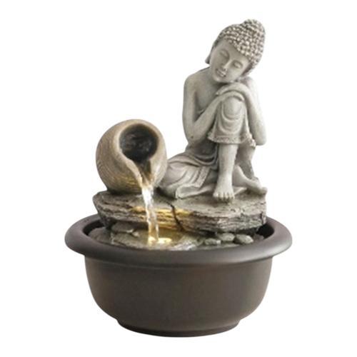 Buddha With Jug Indoor Water Fountain And Warm White LED 19.4cm