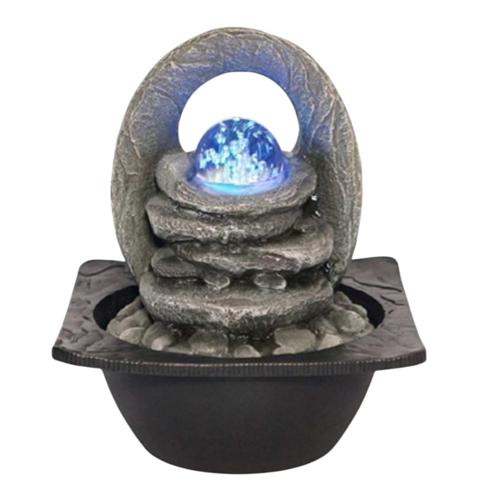 Serenity Stone Indoor Fountain With Colour Changing LED Ball 23cm