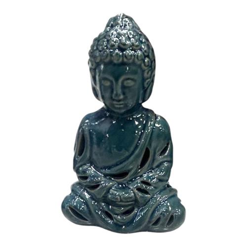 Blue Ceramic Meditating Buddha Figurine 16cm
