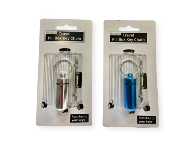 Aluminium Travel Pill Box Key Chain - Maxcare (Set of 12 Assorted)