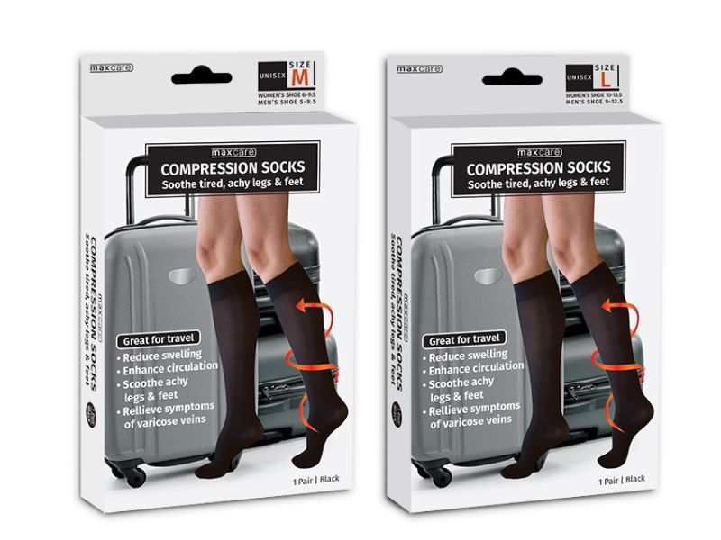 Compression Socks - Maxcare Medium Black (Set of 24)