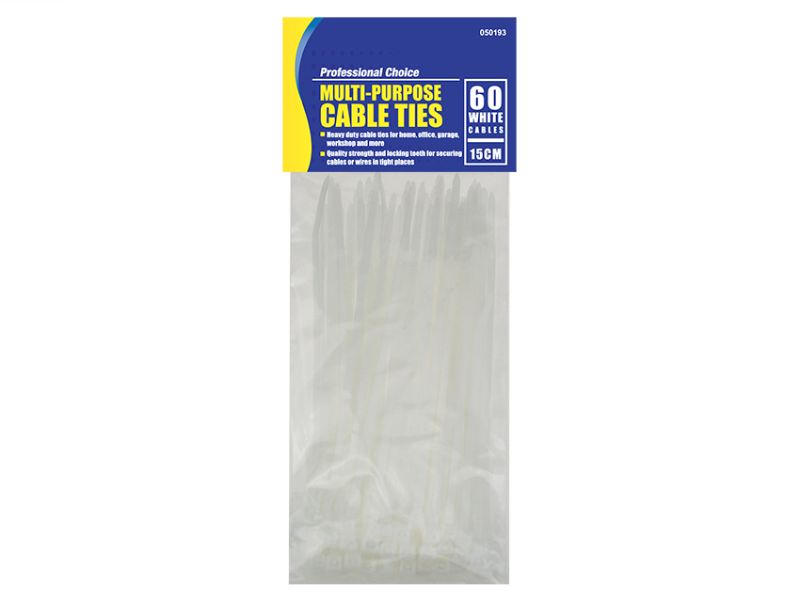 Cable Ties - White 3.6 x 150mm 60pcs (24 Packs)