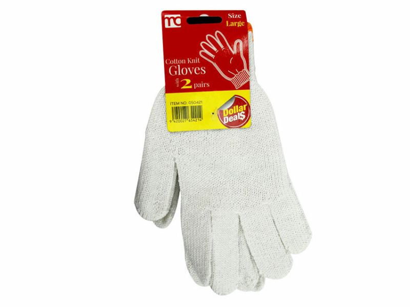 DD Cotton Knit Gloves - Large x 2 pairs (24 Packs)