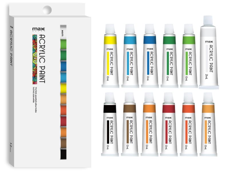 Acrylic Paint - Max Brand Set of 12 (24 Sets)