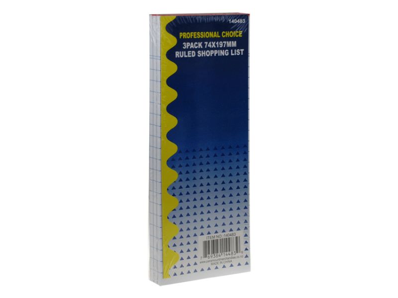 Ruled Shopping List - 74 x 194MM x 3's (48 Packs)