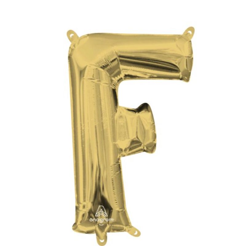 Elegant Letter F white gold foil balloon, 40cm, perfect for parties and celebrations, shines beautifully in decor.