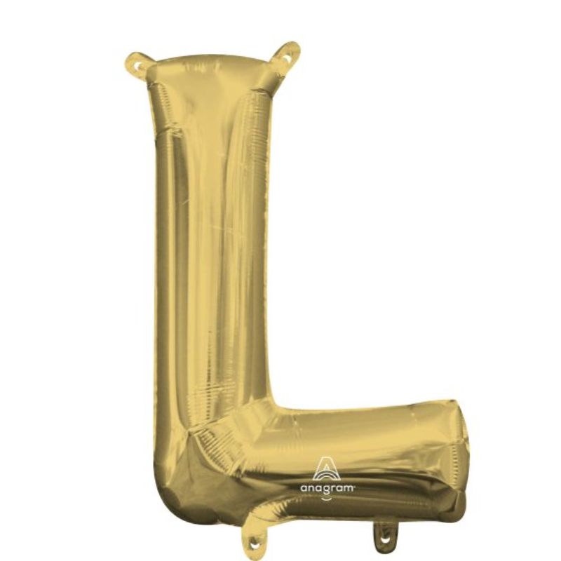 Letter L White Gold foil balloon, 40cm, self-sealing, ideal for elegant celebrations and decorative arrangements.