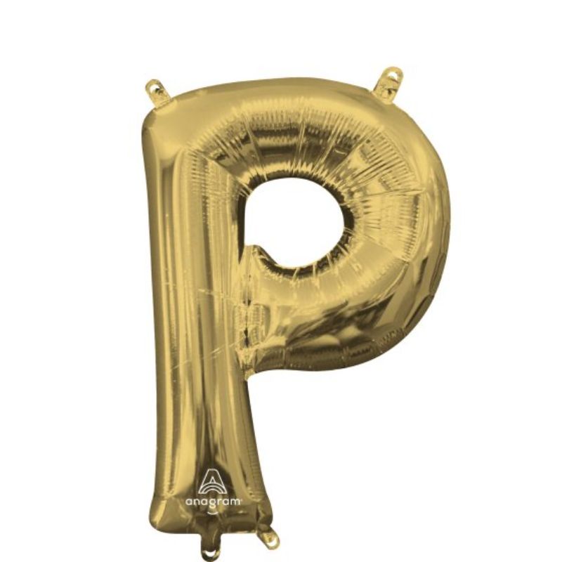 Elegant 40cm Letter P balloon in shimmering white gold foil, perfect for celebrations and personalized decor.