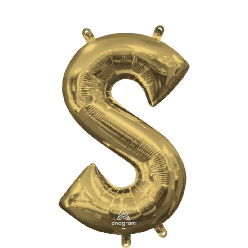 CI: Letter S balloon in white gold, 40cm, self-sealing, perfect for elegant party decorations.
